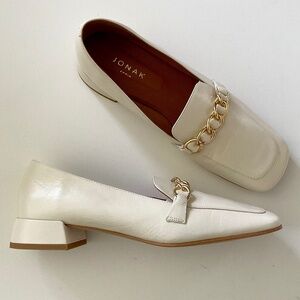 JONAK PARIS Loafers Off White Gold Chain Accent Size EU 40 LIKE NEW